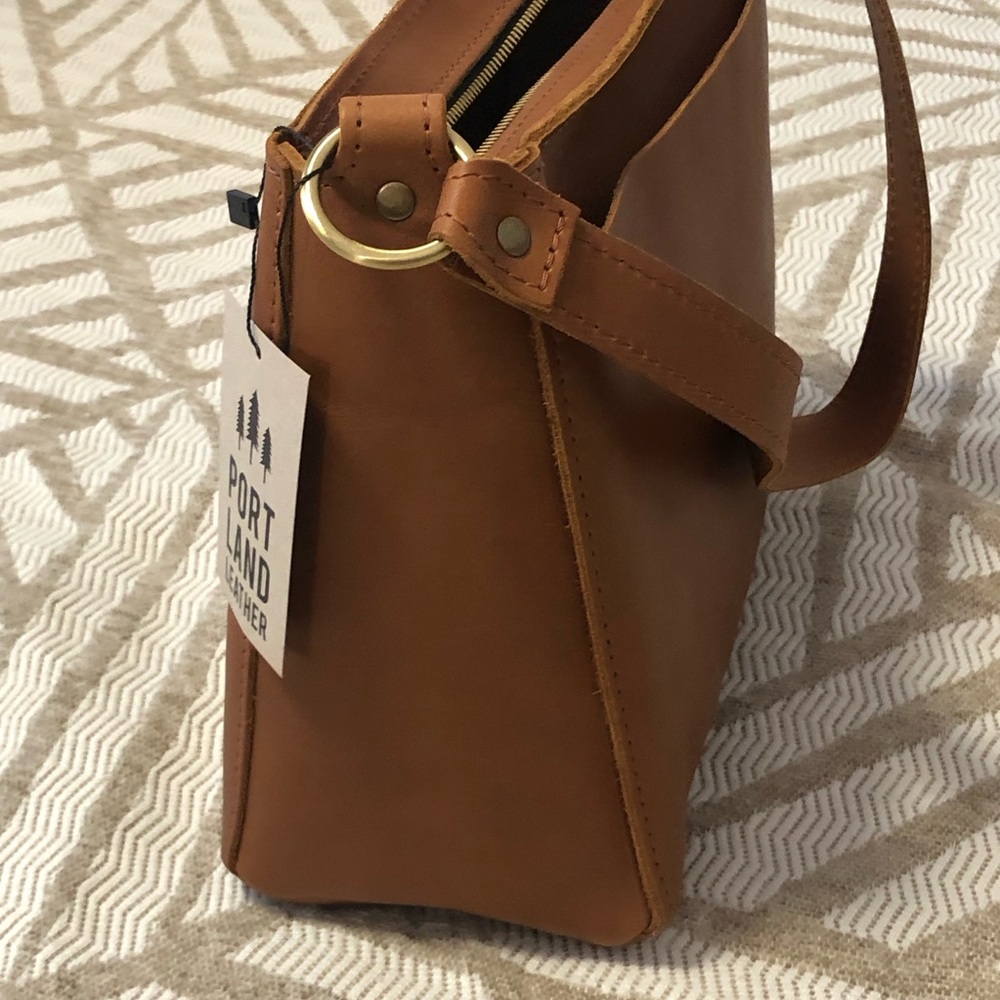 Portland Leather Triangle Shoulder Bag in Honey - Picture 10 of 16